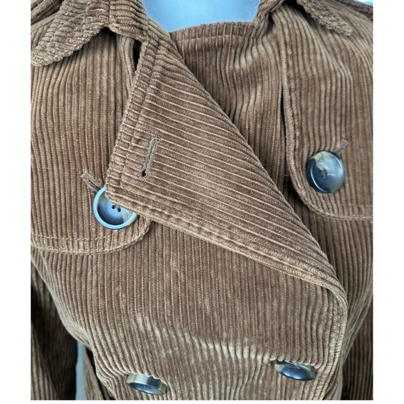 Gap Trench Coat Corduroy Womens Small Brown Belted Jacket 100% Cotton 90's Retro - Picture 4 of 10